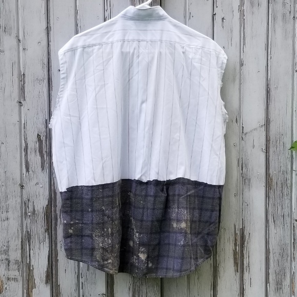 Unisex Muscle Flannel Shirt ArtWear Upcycled - Picture 3 of 4